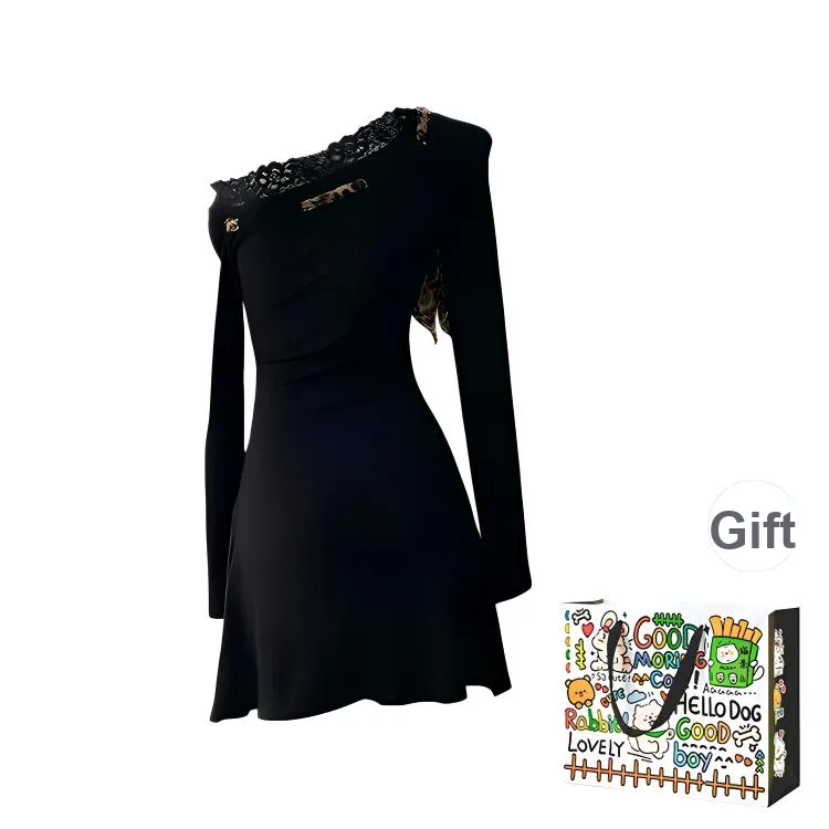 Dippanis Long Sleeved Dress Women's Black-1