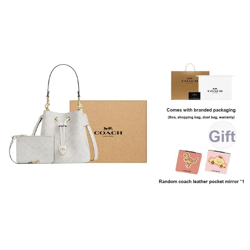 COACH Rowan Leather Handbag Trumpets Women's Gray-11