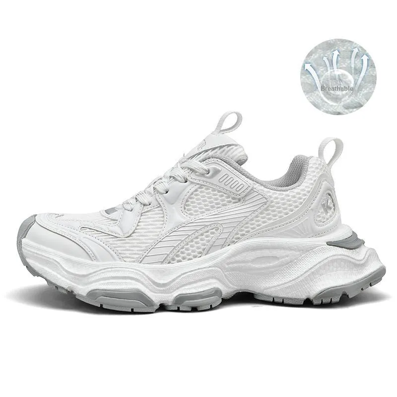 SK.TRIP Cushioned Wear-Resistant Supportive Lightweight Height Increasing Low-Top Running Shoes Unisex Titanium Gray-46
