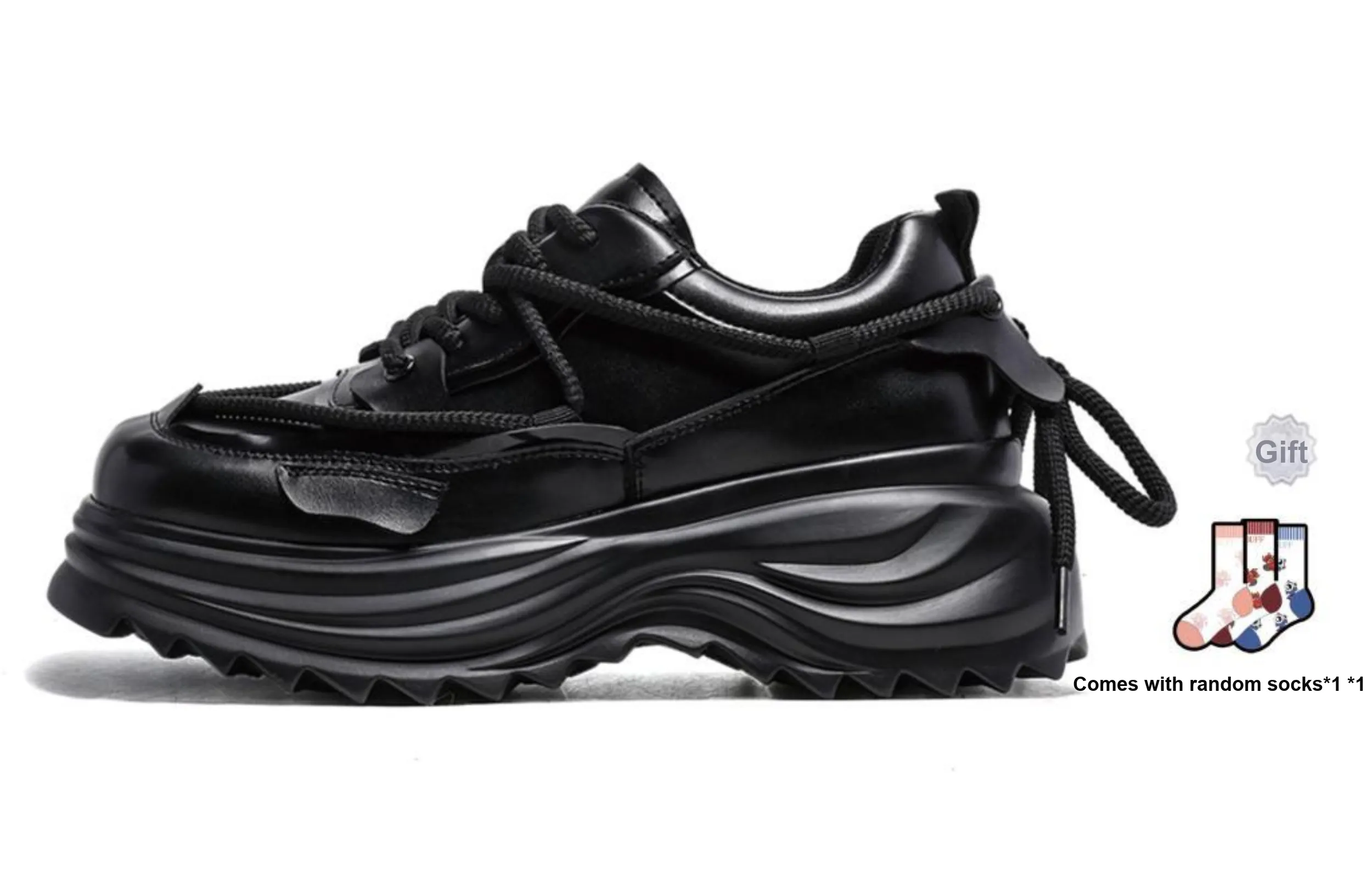 BUFFALO BOUND Black Warrior Anti Slip Wear Resistant Low Top Chunky Sneakers Unisex Black