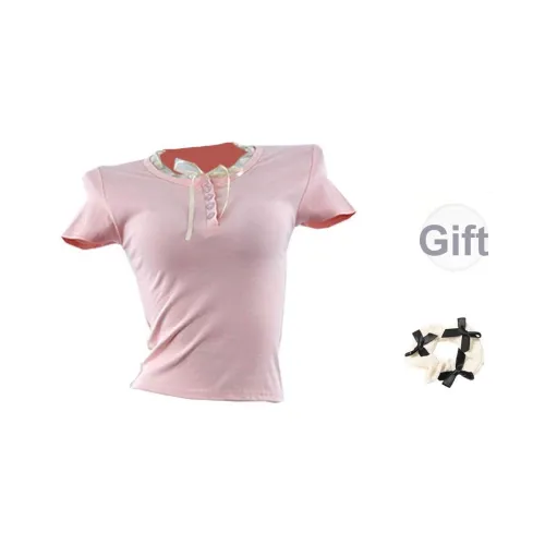 XUOIZA Розовый бант, резинка для волос, подарки, женские футболки