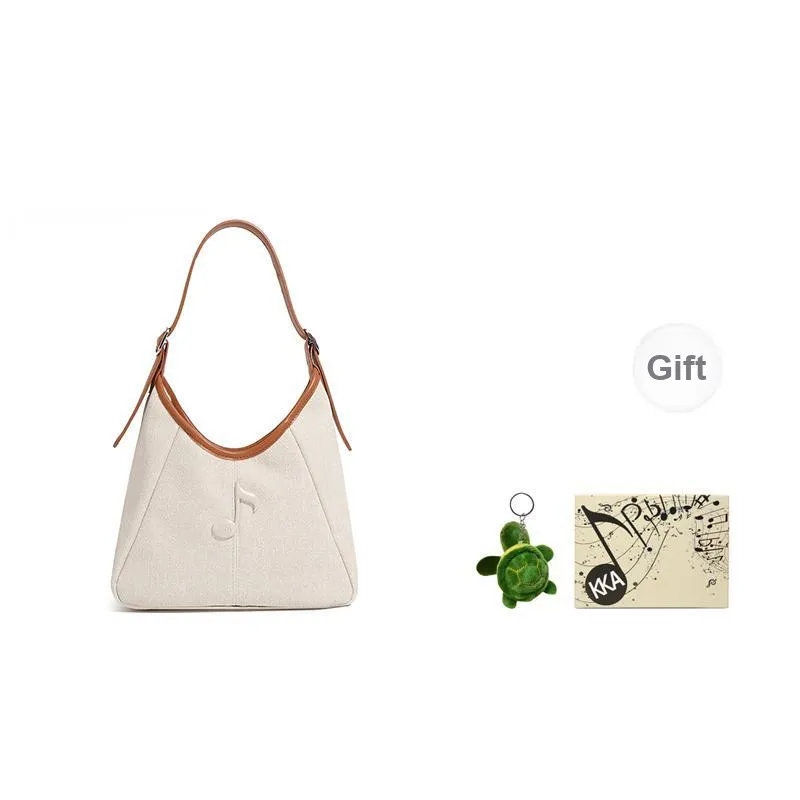 KKA Fabric With Denim Handbag, Shoulder Bag, Crossbody Bag Regular Women's Blue/Ecru/Khaki-5