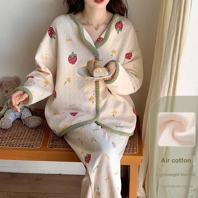 XIAFENYAN Pajama Set Women's Apricot-4