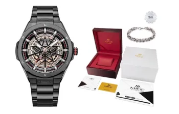 MIGE Mechanical Movement Stainless Steel Watchband Watch Men's Watches Black Dial