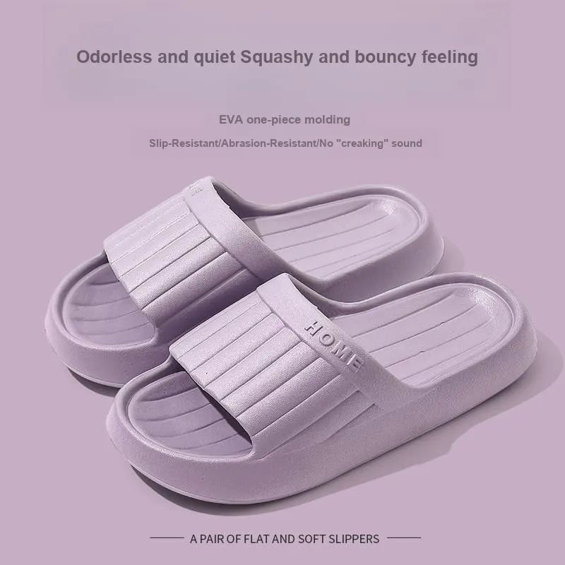 Foot Recreation Minimalist Style Vertical Stripes Letter Comfortable Quiet Slip Resistant Slippers Home Slippers Unisex-16