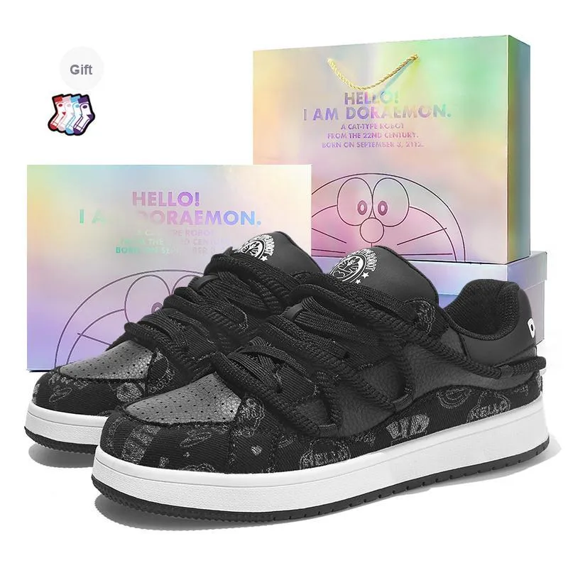 DoraemonA Box Limited Edition Puffy Shoes Low-Top Skateboard Shoes Unisex-12