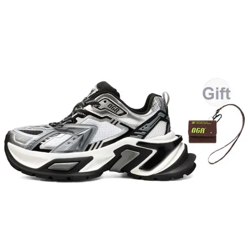 OGR Anti Slip And Wear Resistant Lightweight Height Increasing Low Top Chunky Sneakers Unisex Gray