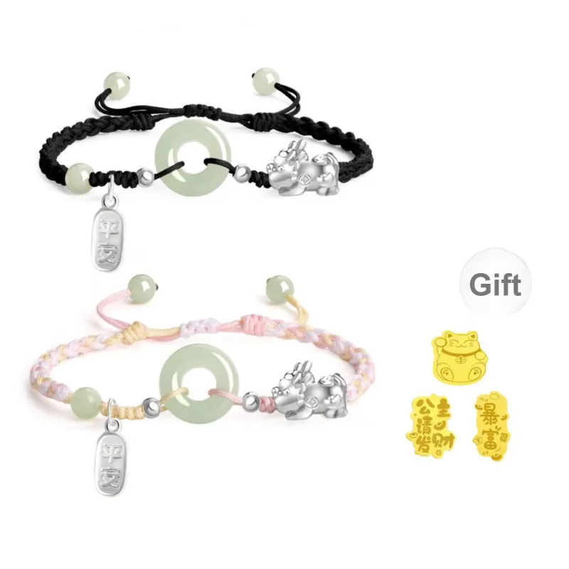Lao Feng Xiang Hetian Jade Bracelets White Jade/Pale Greenish White Jade Unisex-21