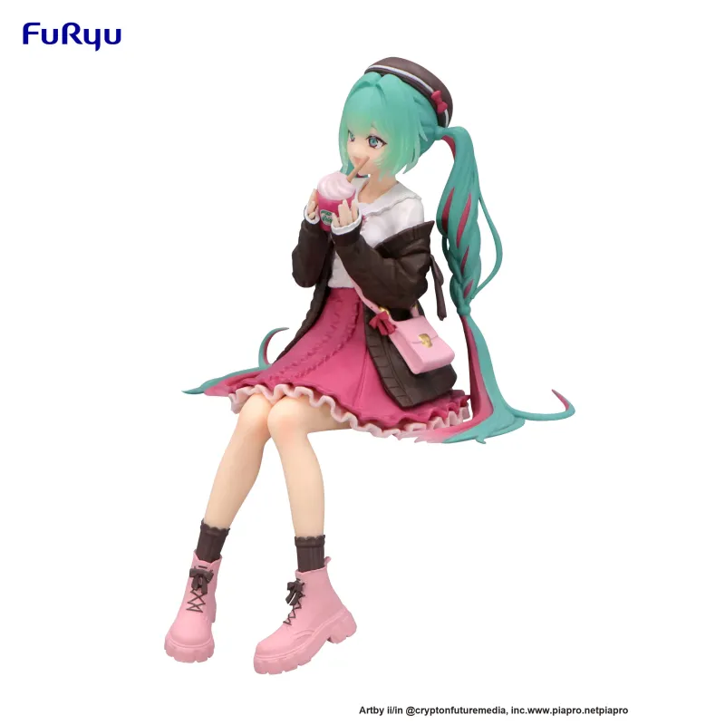 FURYU Hatsune Miku Foam Face Press Fall Date Pink Bonus Gifts 14cm-1