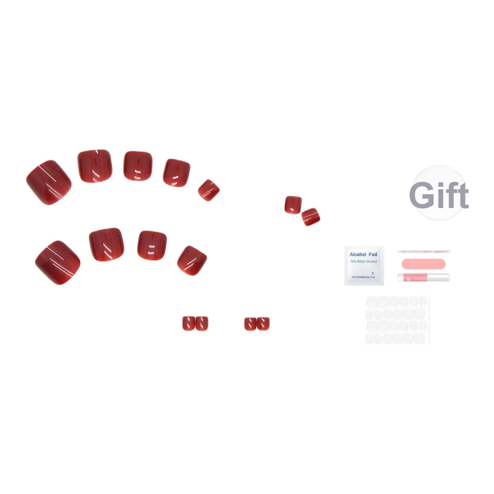 SEVERLAND Foot Лак для ногтей Стикер False Nail Короткий Бургунди Однотонный