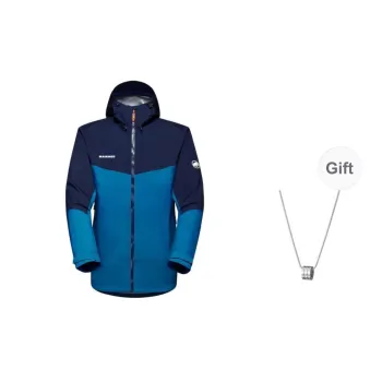 MAMMUT Water-Resistant Windbreaker Jacket Unisex Deep Ice Blue Comes With Necklace
