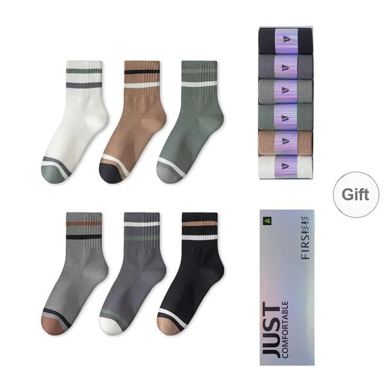 FIRS Mid Calf Socks Men's Gift Box Of 6 Doubles-0