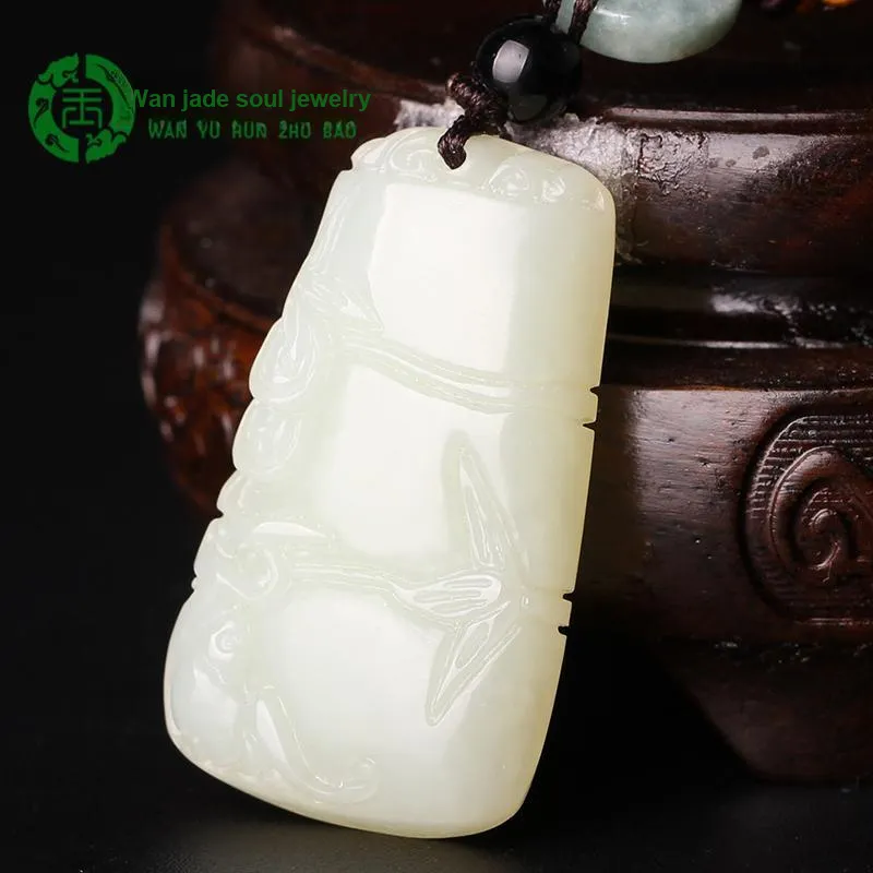 WANYUHUN Hetian Jade Pendants White Jade Unisex-2