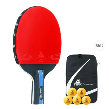 PEAK Ping Pong Paddles Unisex Transparent Rubber/Sponge Solid Wood Base Red/Black/Blue Single Grip