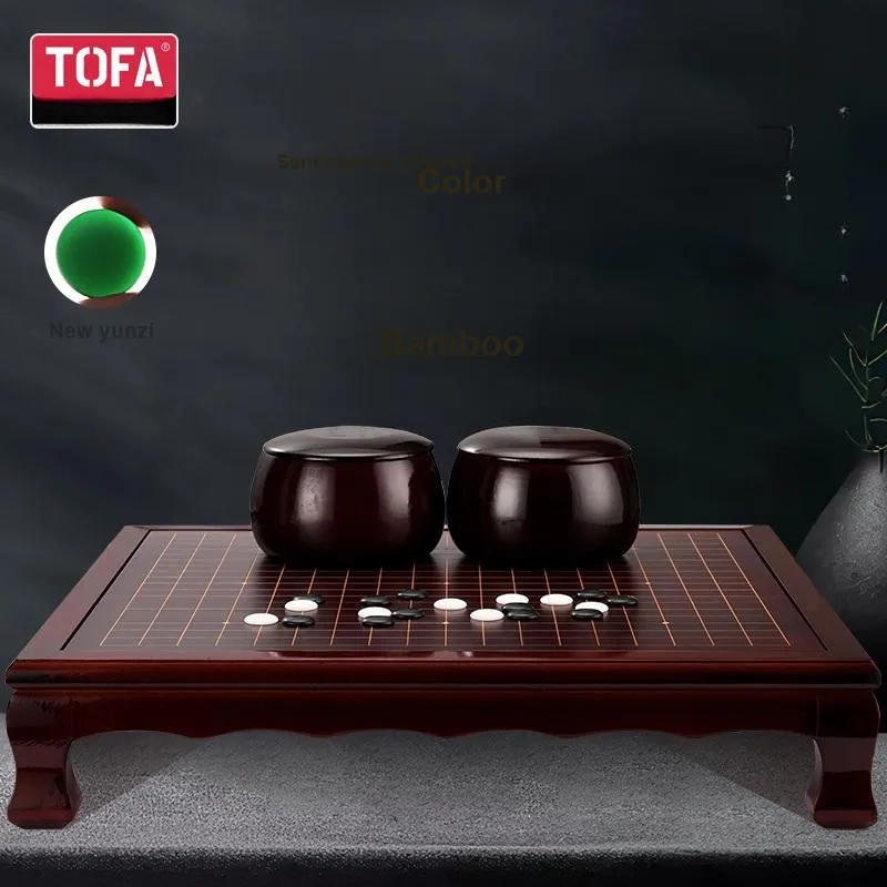 Imono Go Board Solid Wood Chinese Chess Cloud Pieces Five In A Row Genuine 2 in 1 Go Stone Board Games-17