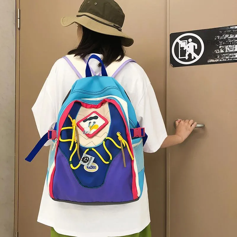 Travel Nylon Backpack Unisex White/Purple-8
