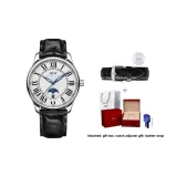 Natural White Dial Black Leather