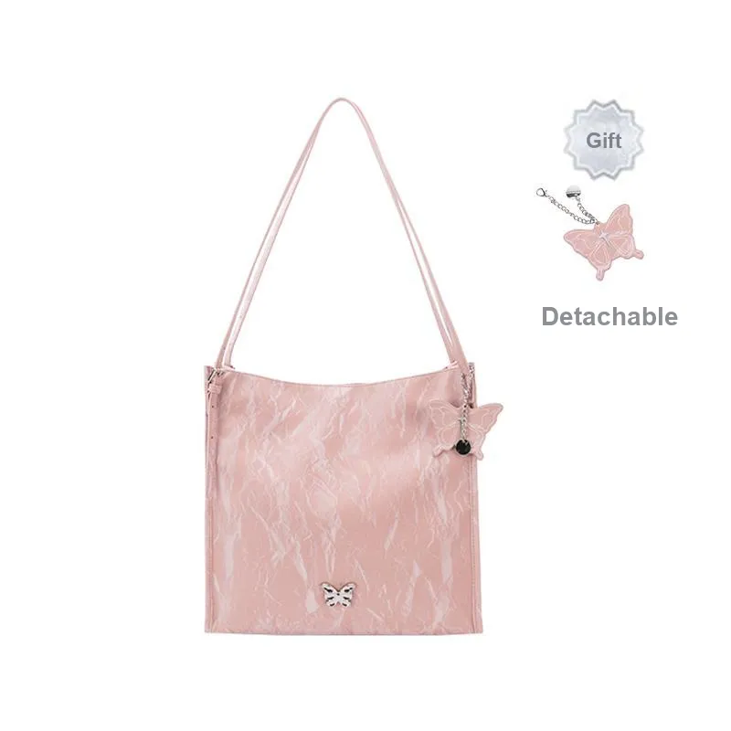 SEM/R Synthetic Leather Tote Bag Shopping Bag Shoulder Bags Medium Size Women's Milky White / Fantasy Pink / Black-5