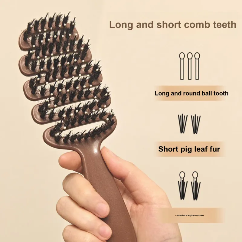 LMLTOP Pine Cone Pig Bristle Comb High Hairline Tool For Hair Massage And Smooth Hair Rib Comb 1 Second Fluffing Up-3