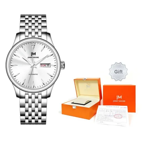 JONNY MOORE J8149 Collection Automatic Mechanical Movement Watch Men's Watches White Dial J8149D-7M