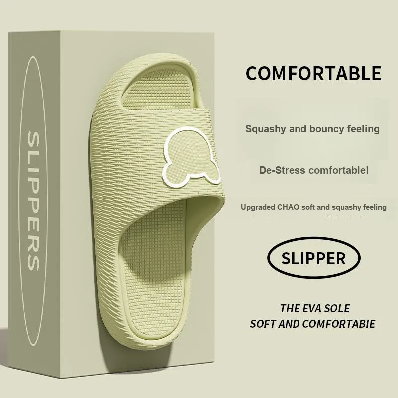 Foot Recreation Minimalist Style Cartoon Bear Solid EVA Slippers, Summer Slip Resistant Slippers, Unisex, Home Slippers-19