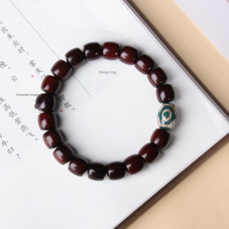 TIANTAISHAN Small Leaf Red Sandalwood Precious Wood Bracelets Unisex-17
