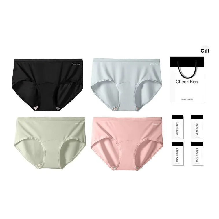 Cheekkiss Подарочная коробка с нижним бельем женское очень тонкое комфортное и дышащее модель Mid шаговый шов трусики-бикини упаковка из 4 штук