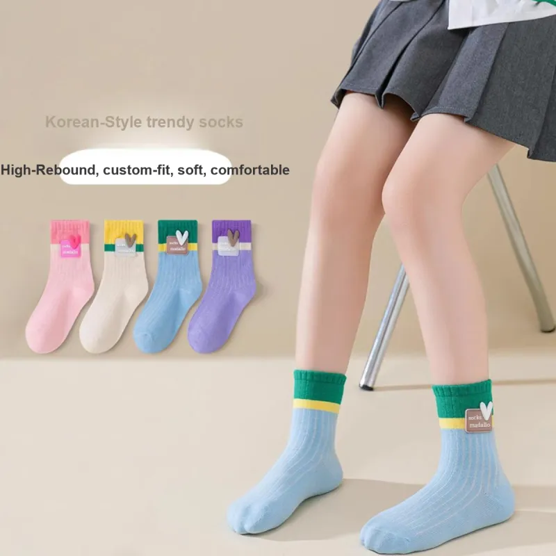 MADALLO Mid Calf Socks Women's 4 Pack Candy-2