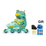 Elf Green 8-Wheel Light-Up+Roller Skate Backpack+TLevel 9 Helmet Protective Gear 7-Piece Set