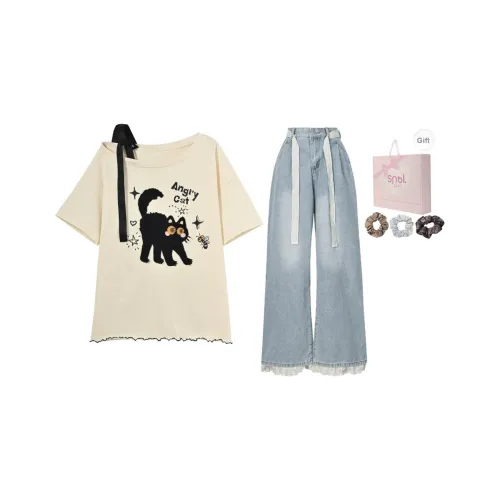 SNBL Повседневный костюм женская футболка + джинсы