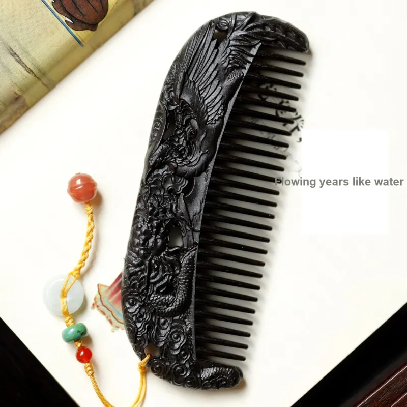 FANGYUANXIAOFU African Blackwood Wooden Comb Women's-5