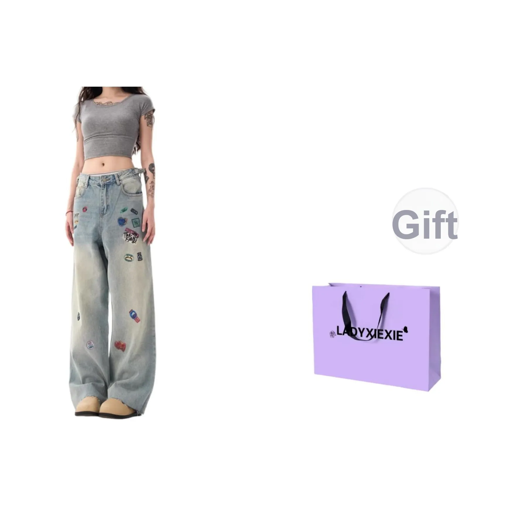 LADYXIEXIE Blue Women's Jeans LADYXIEXIE Синий Женские Джинсы