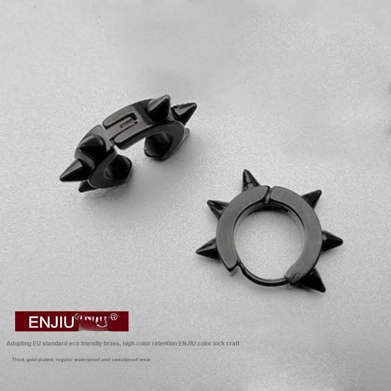 DAIRUO Titanium Steel Clip On Earrings Men's-3