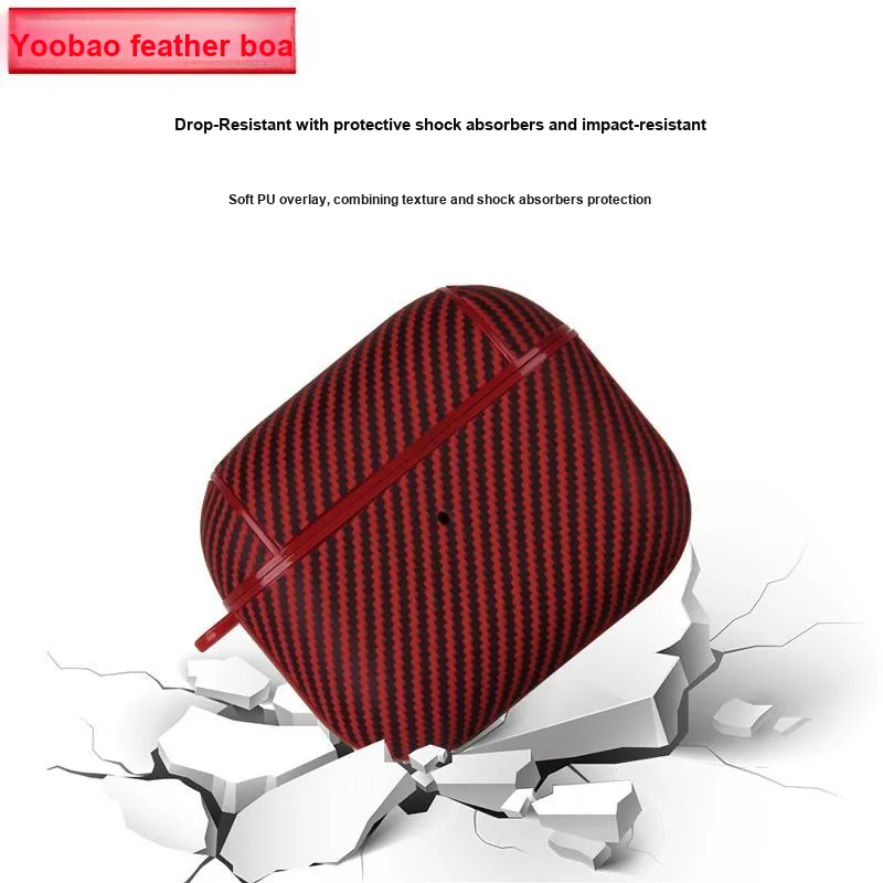 Yoobao Compatibility AirPods4 TPU Carbon Fiber Texture Impact Resistant Headphone Cases-3