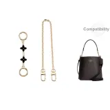 [Gold-Tone]Black Four-Leaf Clover 12+Decorative Chain 40cm