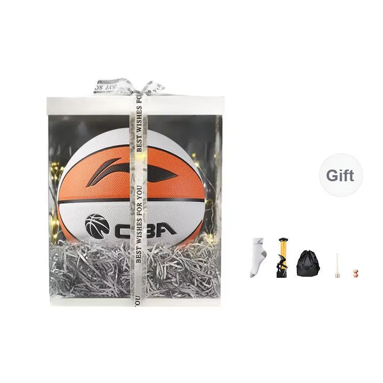 LiNing CBA Collection PU Basketball White Orange Size 7 Ball Training Unisex-8