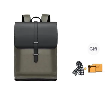 MashaLanti PU Leather Water-Resistant High School And College Student Backpack Medium Size Men's Black/Green