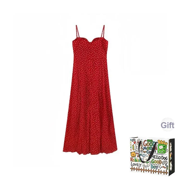 OURUOKE Slip Dresses Women's Red Shopping Bag-1