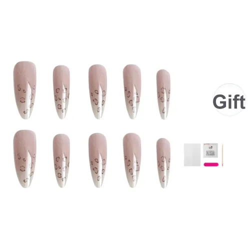 JIABITU Леопард с розовым принтом False Nail длинный телесный однотонный французский 17 мм