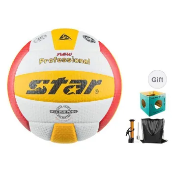 Star Microfiber Leather Size 5 Volleyball Unisex Yellow White Red