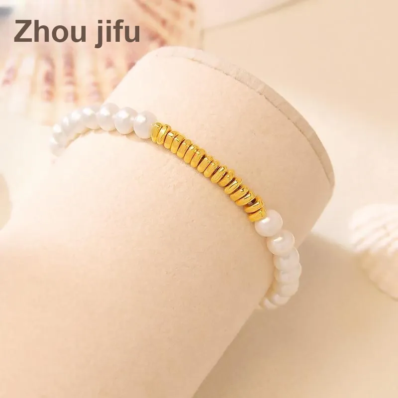Zhou Jifeng Gold Nugget Bead, Irregular, Sparkling Disco Bead Necklace Solid Gold 999 Fixed Price Bracelets Women's-4