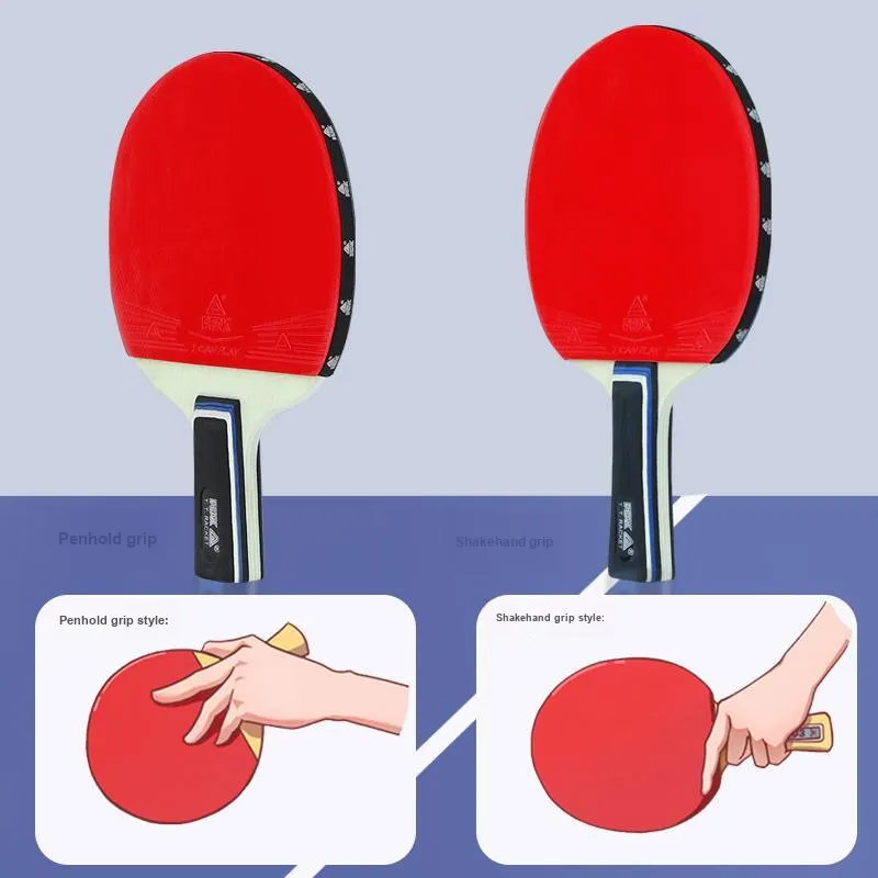 PEAK Double Sided Inverted Rubber Solid Wood Ping Pong Paddles Unisex Shakehand Grip Penhold Grip Red/Black Single Grip-4