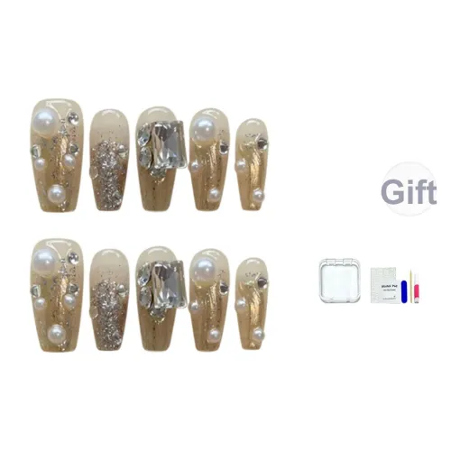 JINGCHANXUE Мед Вино Шампанское Аристократ Принцесса Handcrafted False Nail Средний LADDER Премиум Feel Градиентный