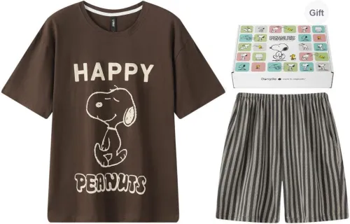 Gongdie x SNOOPY/, Pajama Set Men's Brown, Gift Box Set