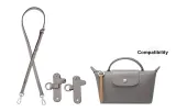 Adjustable Shoulder Strap 94-114cm+Free Perforated (Umber Gray Silver-Tone Buckle)