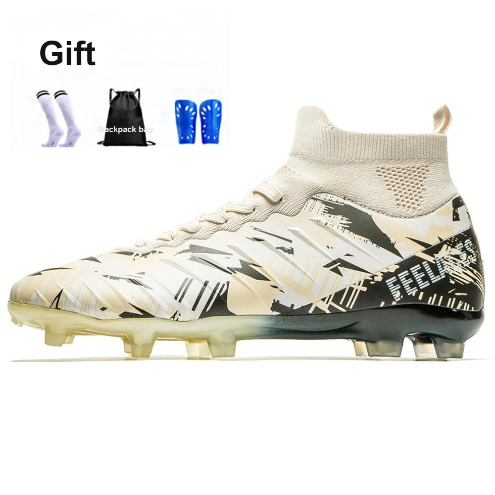 FEELACES FG Rubber Long Studs TF Rubber Broken Studs Artificial Ground, Natural Ground Soccer Shoes Unisex Beige Yellow