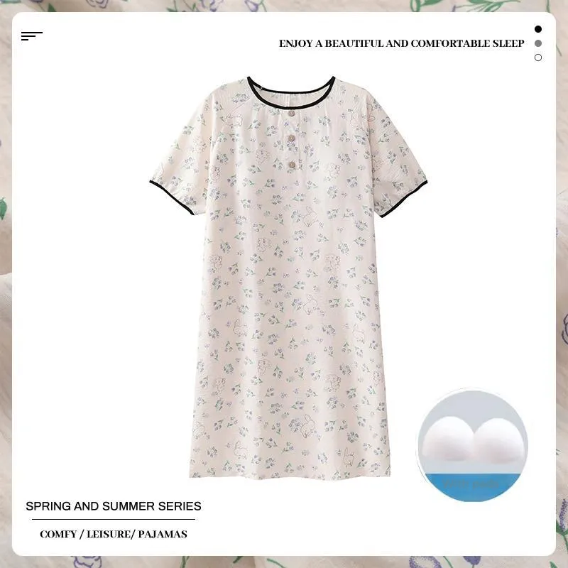 CAIHENGTONG Nightgown Women's Apricot-1