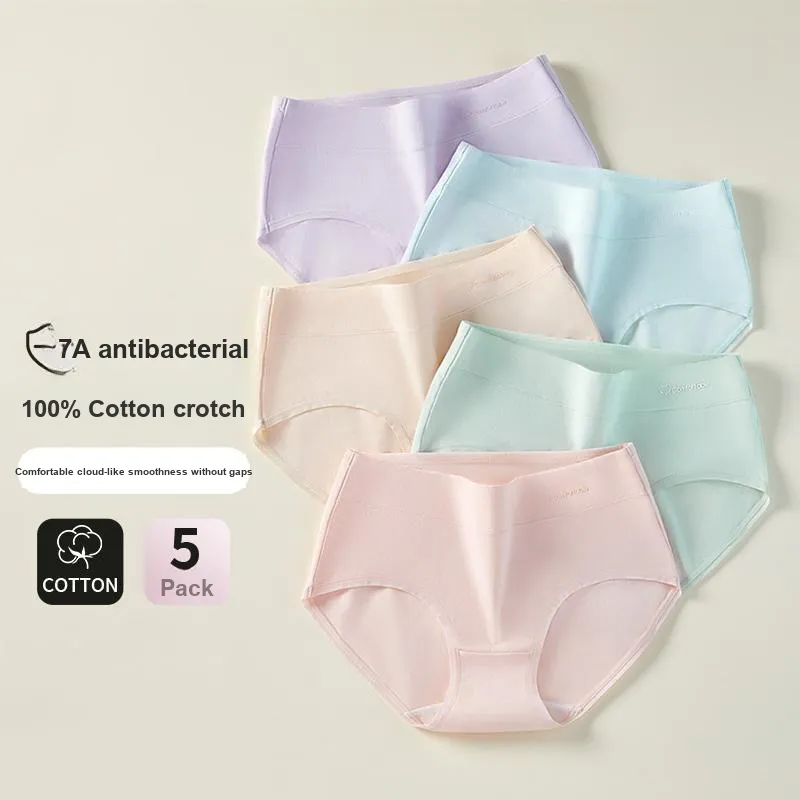 Urban Beauty Underpants 100% Cotton Skin Friendly Seamless Women's 5 Pack Dopamine Color Palette-2
