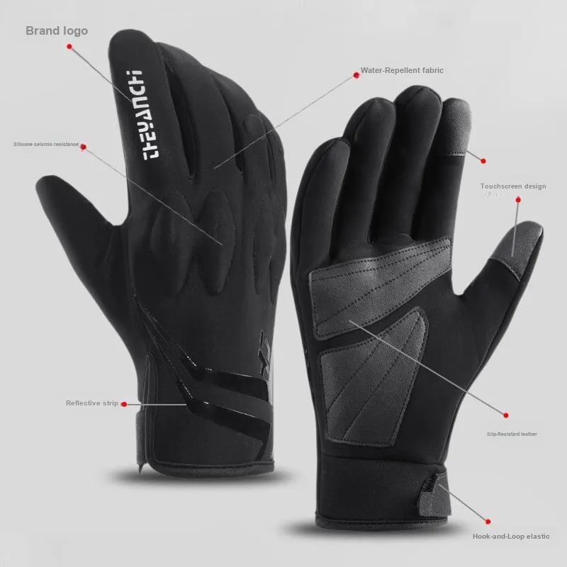 Great Connoisseur Cycling Gear Cycling Glove Outdoor Cycling Men's Silicone, Leather Black-3