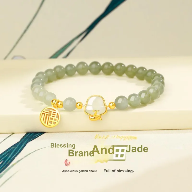 JITAIXIANG Hetian Jade Bracelets Pale Greenish White Jade Women's-1